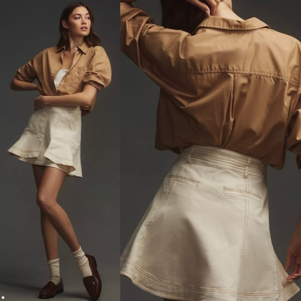 Anthropologie Pilcro Cream Mini Skirt